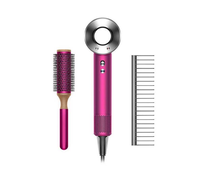 Dyson Supersonic Hair Dryer, $549; [shop here](https://www.dyson.com.au/dyson-supersonic-hair-dryer-iron-fuchsia|target="_blank"|rel="nofollow")