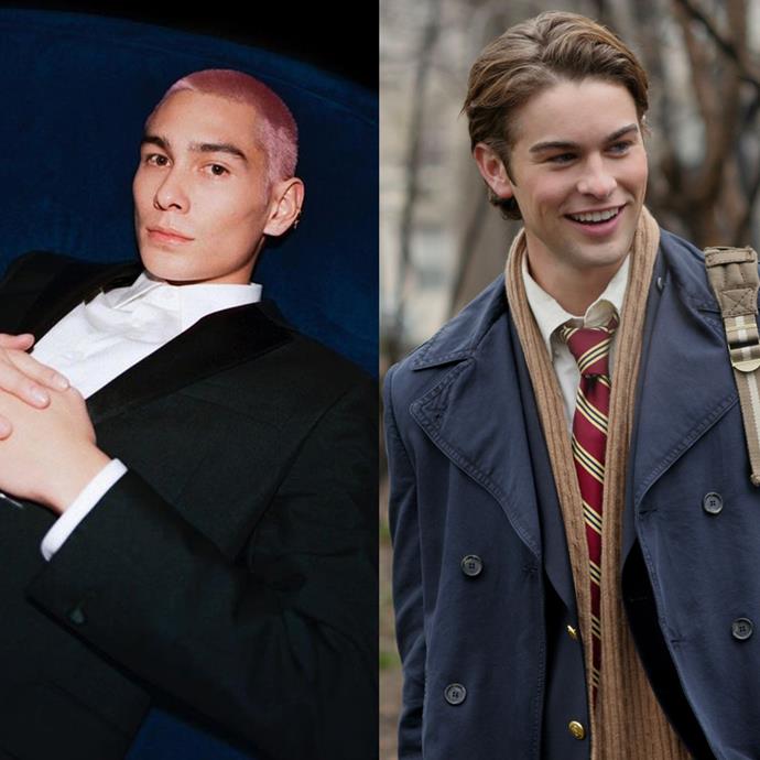 **Akeno "Aki" Menzies as Nate Archibald**
<br><br>
Just like Nate Archibald, Aki (played by [Evan Mock](https://www.elle.com.au/celebrity/who-is-evan-mock-25572|target="_blank")) is charismatic, charming, sensitive, and well, lives with his head in the clouds. Plus, Aki has been in a long term relationship with childhood sweetheart, Audrey, much like Nate and Blair were. However, unlike Nate, his love of cinema and his sexual preferences are much more fluid.