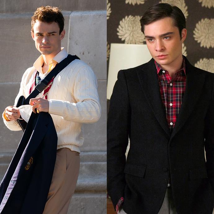 **Max Wolfe as Chuck Bass**
<br><br>
Much like Chuck Bass, Max Wolfe (played by Thomas Doherty) is the sexually curious addition to the group whose motives are sometimes met with a not-so-innocent agenda. Currently, his devilish escapades are unknown, but one can assume that letting your father fall off a building (and then marrying your girlfriend to avoid prison time) is out of the question. As for his jawline? Well, it certainly looks Chuck Bass-esque to us.