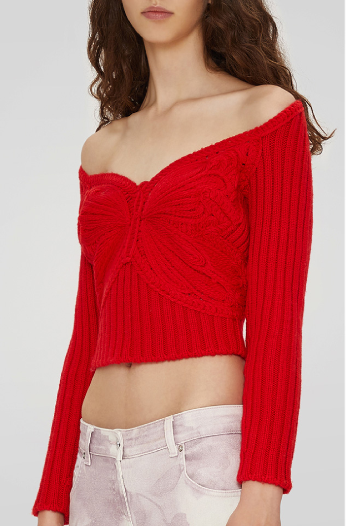 **Cropped Sweater With Embroidery Butterfly**, $862 at [Blumarine](https://www.blumarine.com/en/blumarine/apparel/knitwear/cropped-sweater-in-wool-with-embroidery-butterfly-495.html|target="_blank"|rel="nofollow") 