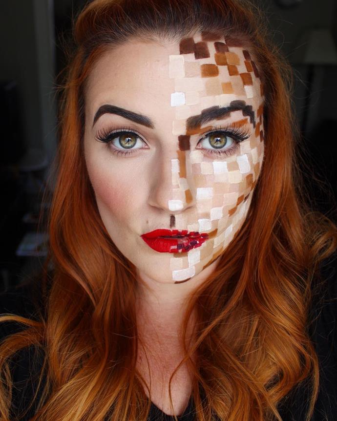 **Pixels**<br><br>

If you're looking for a makeup moment that packs a punch, but doesn't require a haul of new products to do so. Makeup artist Cassidy Shkimba creates a mesmerising checkered effect using different shades of cream shadows, pigments, concealers, cream bronzers. As for brows and lips, simply use your own brow products and various shades of lip colour.<br><br>

*Image via [@thepowderrooom](https://www.instagram.com/p/BUIGc65FgSO/?taken-by=thepowderrooom|target="_blank"|rel="nofollow")*