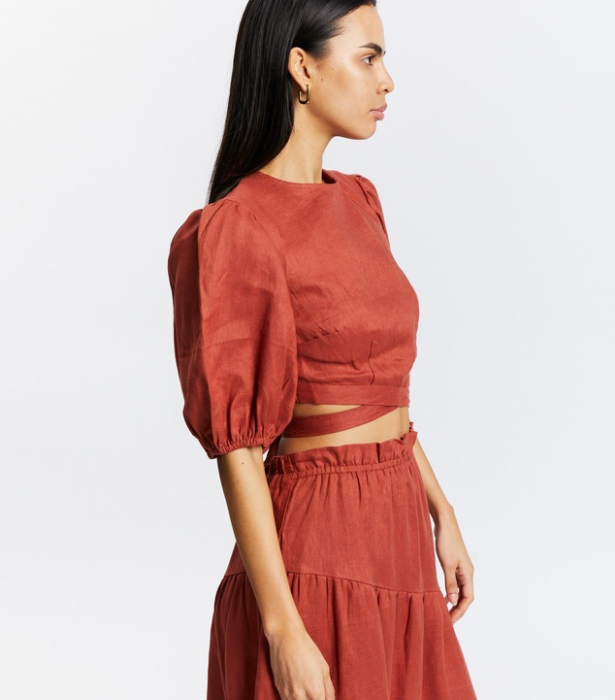 **AERE Cross Back Linen Top, $130 from [THE ICONIC, shop here](https://www.theiconic.com.au/cross-back-linen-top-1327048.html|target="_blank")** 

**AERE Tiered Maxi Skirt, $140 from [THE ICONIC, shop here](https://www.theiconic.com.au/tiered-maxi-skirt-1327050.html|target="_blank")**