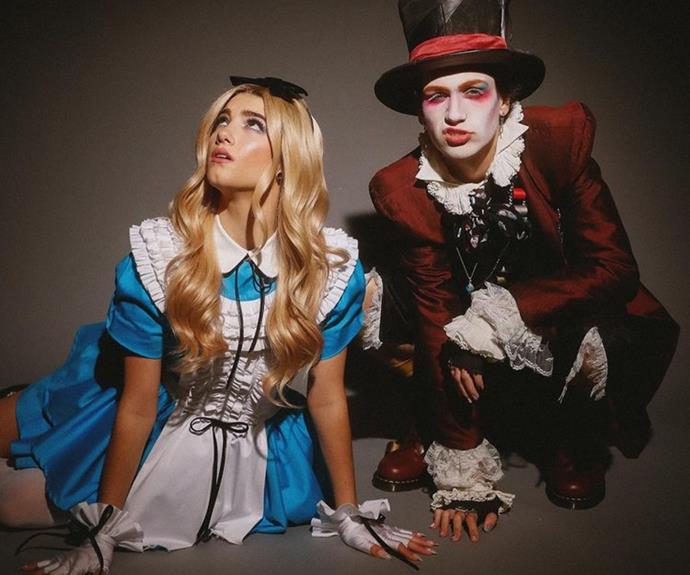 **Charli D'amelio and Chase Hudson** as Alice and The Mad Hatter from *Alice In Wonderland*