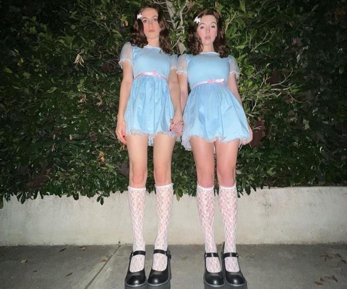 **Sydney Sweeney and Maude Apatow** as the Grady Twins from *The Shining*
