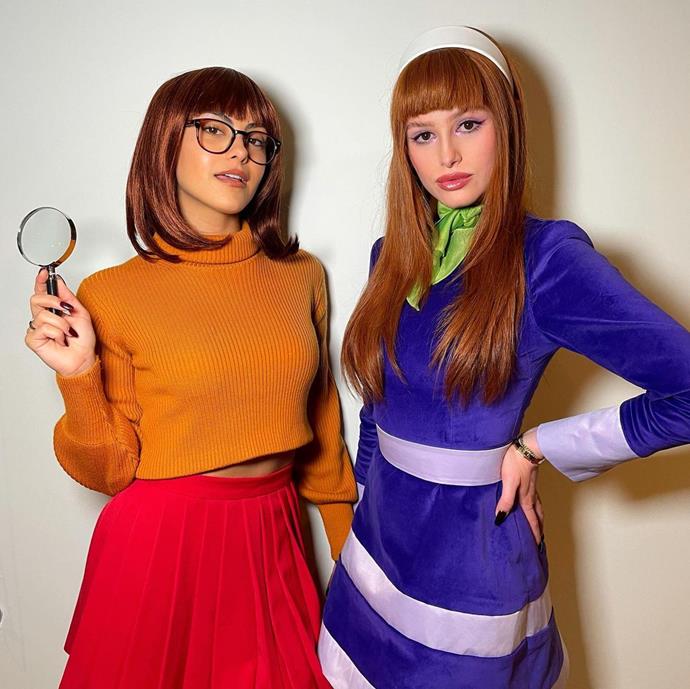 **Cami Mendes and Madelaine Petsch**
<br><br>
*Riverdale*'s Cami Mendes and Madelaine Petsch donned auburn wigs and subtle-yet-accurate makeup moments as Velma and Daphne from *Scooby Doo*.
<br><br>
*Image: [@madelame](https://www.instagram.com/p/CVrgV9jr_S6/?utm_source=ig_embed&ig_rid=b9726ecf-e943-484b-a1bf-11f0d3b18003|target="_blank"|rel="nofollow")*