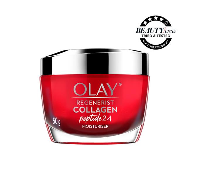 Olay Regenerist Collagen Peptide 24 Cream instantly plumps and visibly firms the skin. 50g, $59.99.