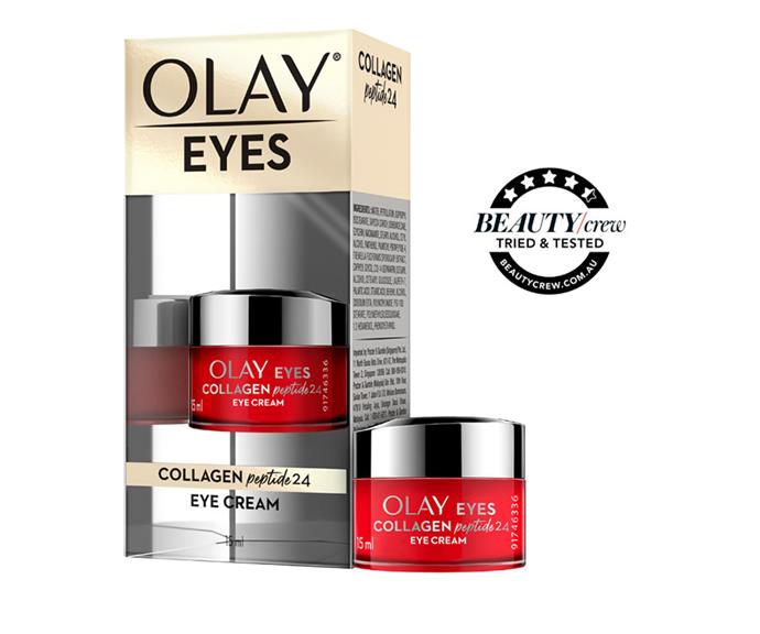 Olay Regenerist Collagen Peptide 24 Eye Cream helps you wake up with more youthful, brighter and more hydrated eyes. 15g, $59.99.