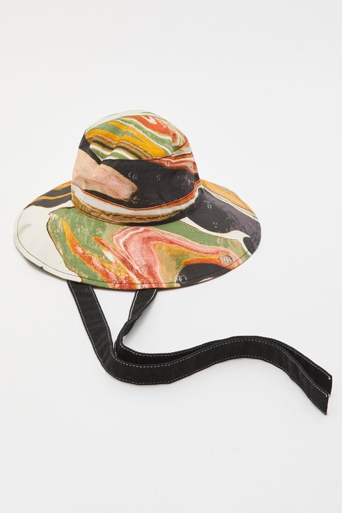 Make a statement in this beautiful agate print bucket hat—because who said being sun safe couldn't be chic?
<br><br>
This summer, we're coveting this soft-as-butter tie hat (made with Italian cotton, of course) that will flatter any outfit. 
<br><br>
Pair with your favourite shade of the season, (think [Ecru](https://www.elle.com.au/fashion/ecru-colour-clothing-26116|target="_blank"), lightweight linen or stonewash denim) and you've got the perfect ensemble that'll guarantee you'll have it made in the shade.
<br><br>
**Printed Cotton Tie Bucket Hat**, $295 at [bassike](https://www.bassike.com/collections/women-new-arrivals/products/printed-cotton-tie-bucket-hat-r22wa12-agate-print|target="_blank"|rel="nofollow")