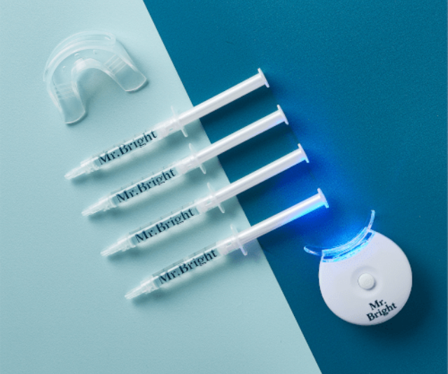 **Mr Bright Whitening Kit With LED, $79.95 from [AdoreBeauty](https://www.adorebeauty.com.au/mr-bright/mr-bright-whitening-kit-3-weekly-supply.html|target="_blank")** 
<br><br> 
If you're looking for a whitening formula without the often abrasive hydrogen-peroxide, try this number from Mr Bright Whitening Kit which promises a smile 8 shades brighter in three weeks. <br><br> 
Instead of harsh chemicals, it utilizes sodium bicarbonate, cranberry extract, peppermint oil, glycerin and LED light to remove stubborn stains.
<br><br> 
[Shop here](https://www.adorebeauty.com.au/mr-bright/mr-bright-whitening-kit-3-weekly-supply.html|target="_blank")