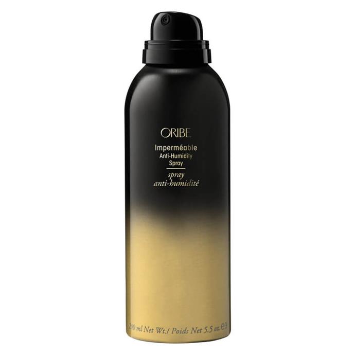 **Impermeable Anti-Humidity Spray by Oribe**
<br><br>
A lightly textured formula, Oribe's anti-humidity finishing spray works to protect hair from frizz even on the most steamy days and nights, shielding sleek blowouts and keeping curls perfect. Not only does it help keep frizz non-existent and hair care low-maintenance, it is suitable for colour and keratin treated hair, as well as helping to protect against UV damage.
<br><br>
*Impermeable Anti-Humidity Spray by Oribe, $63 at [Adore Beauty](https://www.adorebeauty.com.au/oribe/oribe-impermeable-anti-humidity-spray.html|target="_blank"|rel="nofollow").*