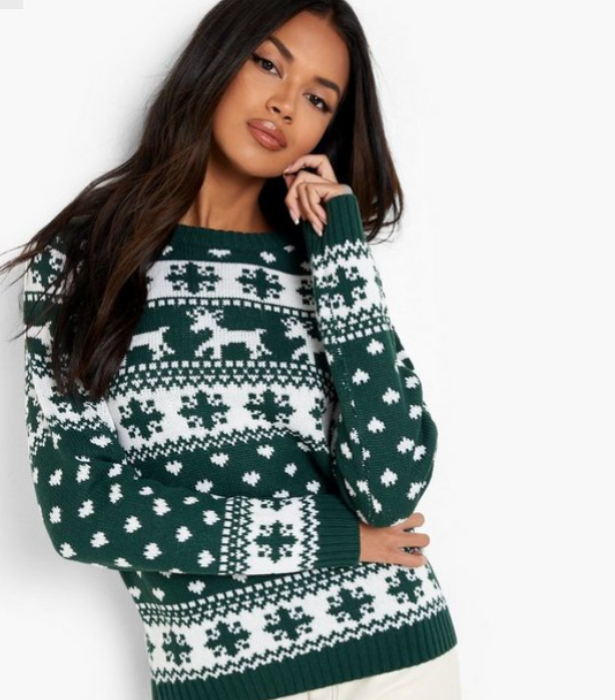 **Reindeer & Snowflake Christmas Jumper, $50 from [Boohoo](https://au.boohoo.com/reindeer-snowflake-christmas-jumper/AZZ34688.html?color=181|target="_blank")** 