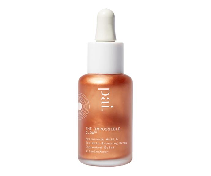 **The best drops: The Impossible Glow Drops by Pai, $59 at [Adore Beauty](https://www.adorebeauty.com.au/pai-organic-skincare/pai-the-impossible-glow-bronzing-drops.html|target="_blank")**<br></br>
For those who prefer an easier application, Pai's Impossible Glow Drops are a great choice. Offering a natural-looking finish, they work to boost radiance and hydrate skin, unlocking its bronzing properties with just a few drops.