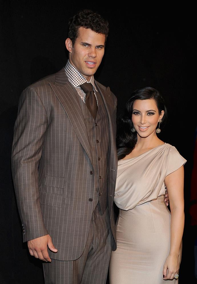 Kim Kardashian & Kris Humpries
<br><br>
While they're no longer together, Kim Kardashian and Kris Humphries' 72 day marriage was a well photographed spectacle—if they were both seated. Why, you ask? Because their height difference was actually a struggle for photographers to capture in one, aesthetically pleasing snap. NBA star Kris stands at 6'7" while Kim is 5'2".