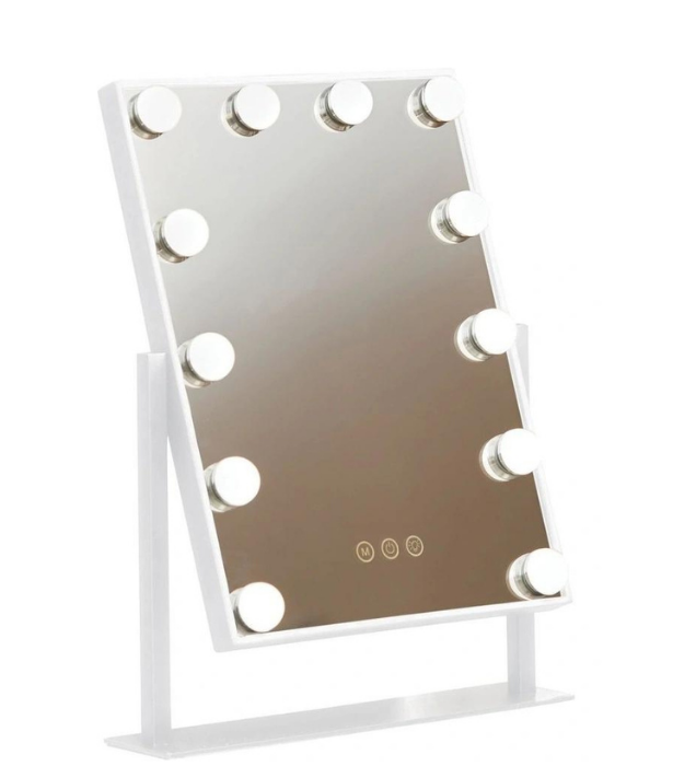 [Homedics Illuminated Glamour White Vanity Mirror](https://www.myer.com.au/p/homedics-illuminated-glamour-vanity-mirror-white-mir-lb120wtg-au|target="_blank"), $149 from MYER <br><br> 
With an old-school Hollywood look this 12-globe mirror features two light modes – natural, warm and cool – and feels glamorous, too.