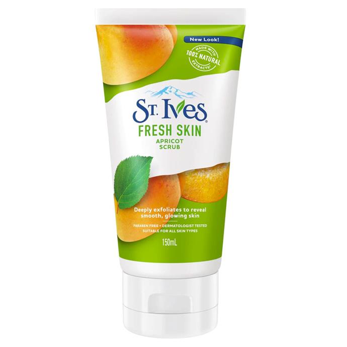 *Fresh Skin Apricot Scrub by St. Ives, $10 at [Woolworths](https://www.woolworths.com.au/shop/productdetails/159440/st-ives-fresh-skin-scrub-apricot|target="_blank"|rel="nofollow").*