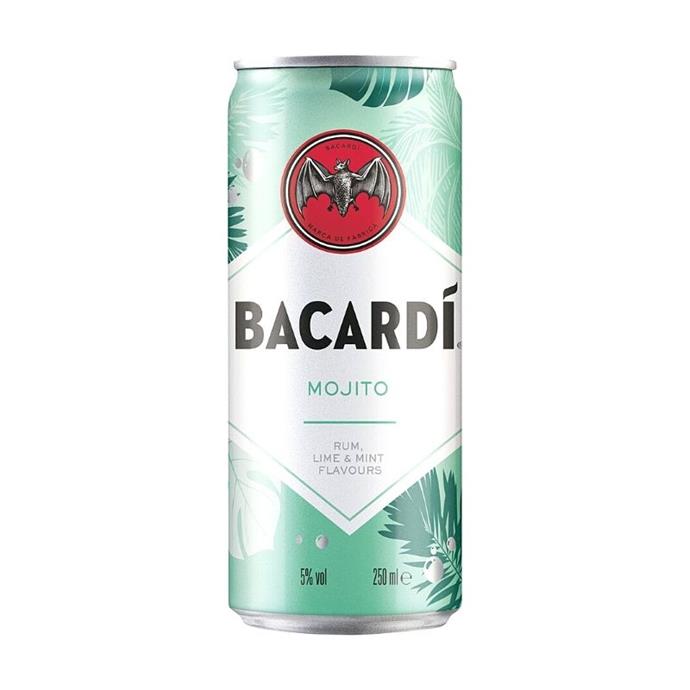 Does anything say 'let's get the party started' quite like a mojito? These canned tipples from Bacardi are perfect for easy, outdoor drinking. 
<br><br>
*Bacardi Mojito Cans, $19.5 per pack of four at [Dan Murphys](https://www.danmurphys.com.au/product/DM_169492/bacardi-mojito-cans-250ml|target="_blank"|rel="nofollow")*