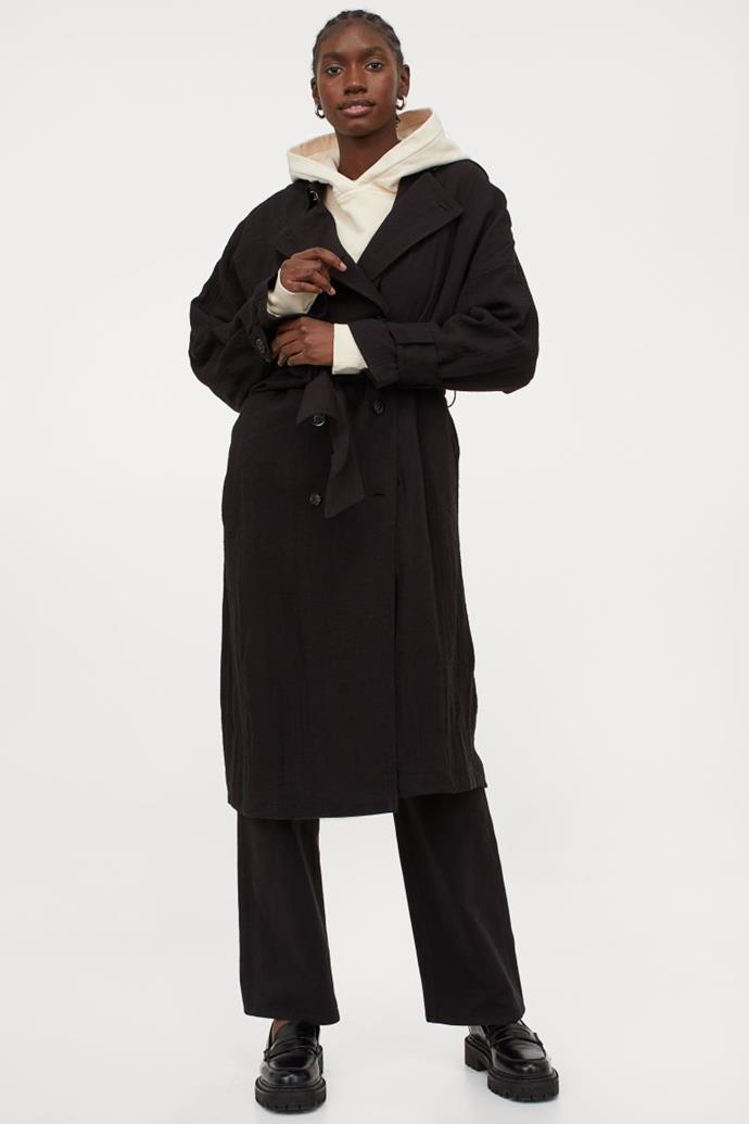 Oversized Trench Coat, $99.99 from [H&M](https://www2.hm.com/en_au/productpage.0985258001.html|target="_blank"|rel="nofollow")