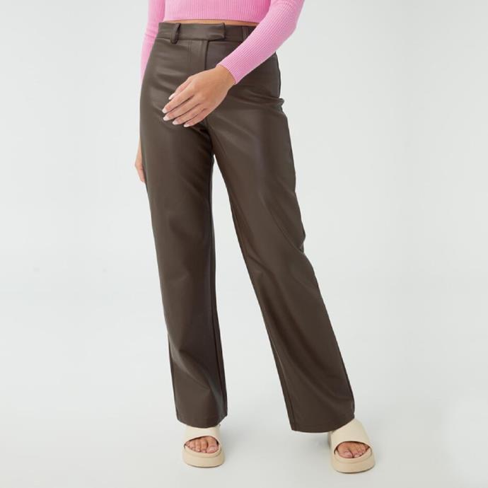 Arlow Straight Vegan Leather Pant by Cotton On, $69.99 at [Cotton On](https://cottonon.com/AU/arlow-straight-vegan-leather-pant/9359194656045.html|target="_blank"|rel="nofollow").