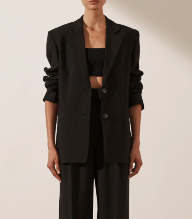 **The purposefully oversized piece** 
<br><br>
Yes, tailored blazers are timeless, but the oversized, 'boyfriend'-style blazer trend won't die any time soon. Take, for example, the 'Ivy Overseized' blazer by Shona Joy, which'll look good thrown over literally anything you wear. 
<br><br>
*Ivy Oversized Blazer in Black, $320 at [Shona Joy](https://shonajoy.com.au/products/ivy-oversized-tailored-blazer-black|target="_blank")* 
