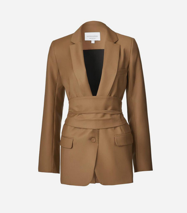 **The wrap-waist blazer** 
<br><br>
Buttons? Overrated. Sometimes a wrap-style, robe-like blazer is just as chic, and has the power to create a dramatic silhouette, too. Though they're available in many forms, Viktoria and Woods' is as workwear-appropriate as it is everyday-cool. 
<br><br>
*Sheriff Belted Wool Blazer, $750 at [Viktoria & Woods](https://viktoriaandwoods.com.au/products/sheriff-belted-blazer-rattan|target="_blank")* 