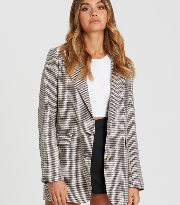**The checked blazer** 
<br><br>
Having been a style favourite of everyone's from Diana, Princess of Wales, to Kaia Gerber, the checked blazer is one of the smartest style investements you'll ever make. Modern takes on the piece are flattering, versatile and look good with everything, just take this preppy number. 
<br><br>
*Calli Carolina Jacket, $129.95 at [THE ICONIC](https://www.theiconic.com.au/carolina-jacket-1126258.html|target="_blank")*