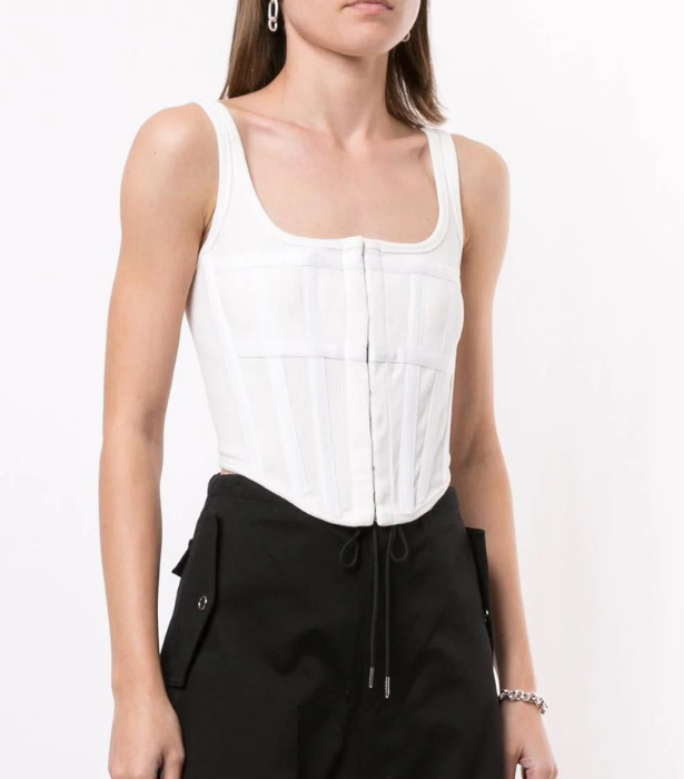 Dion Lee Corset Square Neck, $490 at [FARFETCH](https://www.farfetch.com/au/shopping/women/dion-lee-corset-square-neck-top-item-15704935.aspx?storeid=9834|target="_blank") 
