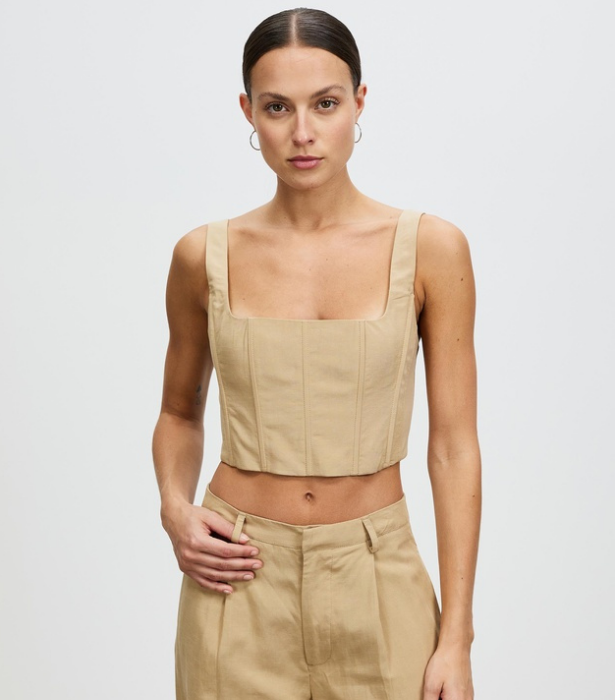 LOVER Ember Corset Top, $160 at [THE ICONIC](https://www.theiconic.com.au/ember-corset-top-1352329.html|target="_blank") 