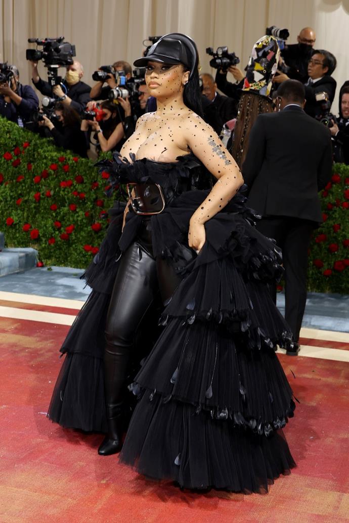 Nicki Minaj at the 2022 Met Gala wearing Burberry.