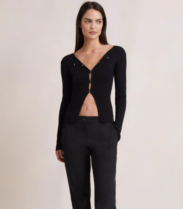 Sapphira Knit Cardigan, $220 at [Bec + Bridge](https://www.becandbridge.com.au/collections/knitwear/products/sapphira-knit-cardigan-black|target="_blank"|rel="nofollow") 
