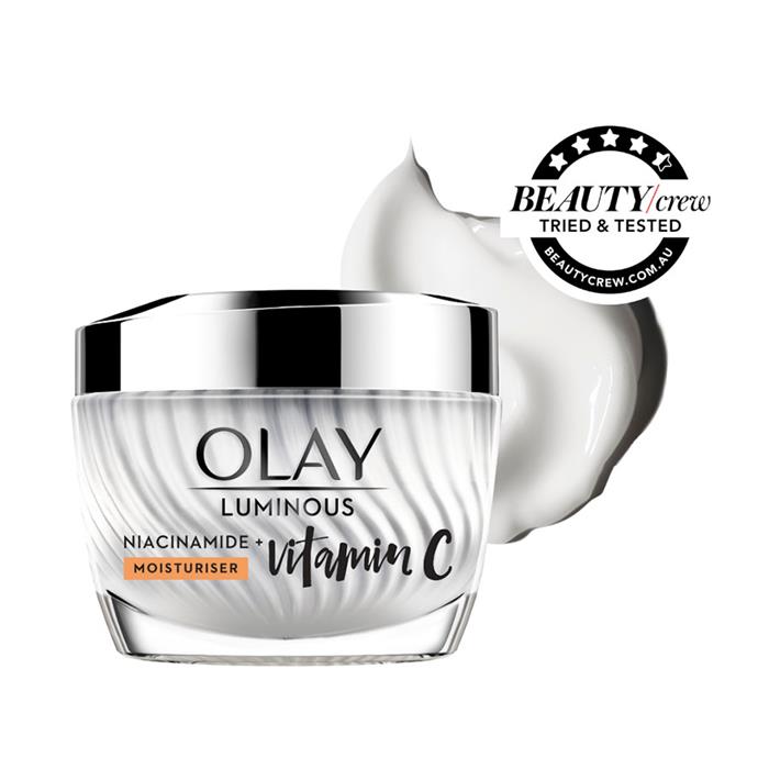 Olay Luminous Niacinamide + Vitamin C Brightening Face Moisturiser, 50g, $59.99 from [Chemist Warehouse](https://pxle.me/olay-cwh-vitaminc-cream|target=