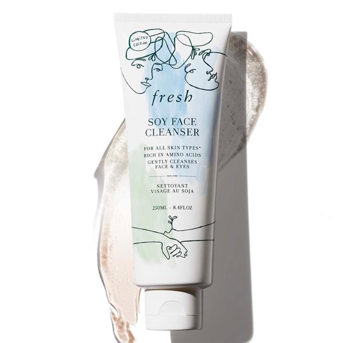 As opposed to more irritating acids, Fresh's cleanser relies on gentle ingredients, like rose water (which calms), soy (which helps to restore skin elasticity) and cucumber (which soothes).<br><bR>
Soy Face Cleanser by Fresh, $71 at [Sephora](https://www.sephora.com.au/products/fresh-soy-face-cleanser/v/150ml|target="_blank"|rel="nofollow").