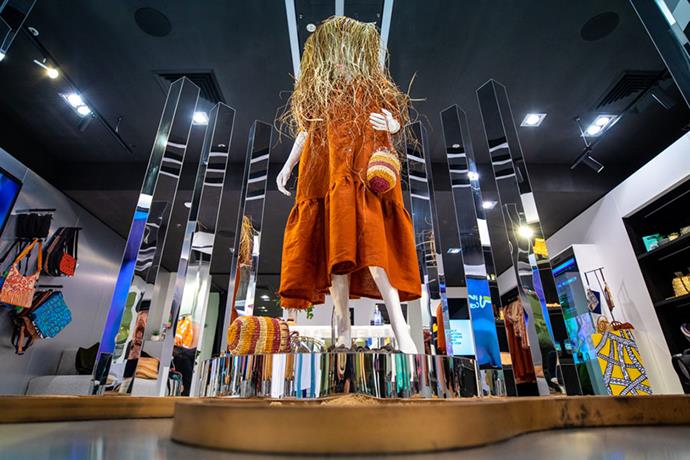 The minimalistic and futuristic space leans on the latest fashion-focused technology, including fully recyclable hangers and shoppable change-room mirrors.