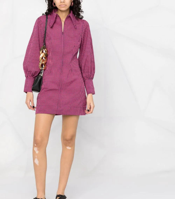 GANNI Check-Pattern Long-Sleeve Dress, $305 at [FARFETCH](https://www.farfetch.com/au/shopping/women/ganni-check-pattern-long-sleeve-dress-item-17855370.aspx?storeid=9336|target="_blank"|rel="nofollow") 
