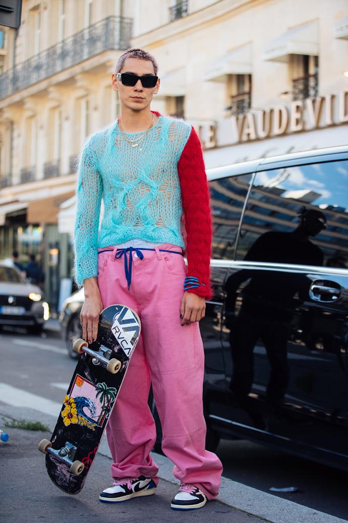Evan Mock at Paris Fashion Week in 2021.