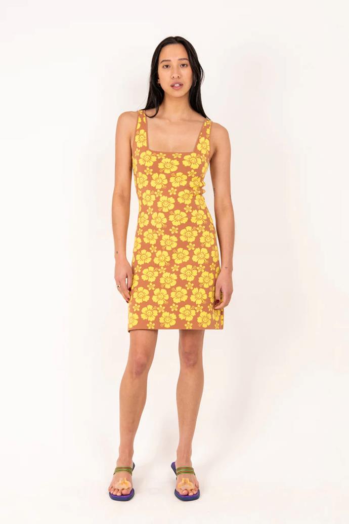 **HAPPY HAWAII KNIT DRESS**, $225 at **[Emma Mulholland On Holiday](https://emonholiday.com/collections/dresses/products/knit-dress-happy-hawaii-tan|target="_blank"|rel="nofollow")**
