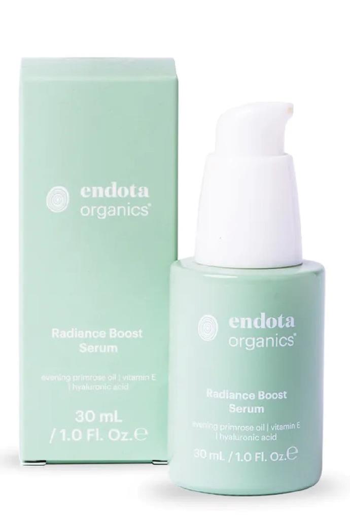 **Radiance Boost Serum**
<br><br>
Take your congested complexion to a new level of glow with this Radiance Boost Serum from endota spa. Formulated with natural antioxidants and potent botanicals, this hydrating and oh-so-soothing serum will leave your skin illuminated, radiant and glowing with that 'I woke up like this' flawless finish.
<br><br>
Radiance Boost Serum, $60 at **[endota spa](https://endotaspa.com.au/shop/radiance-boost-serum.html|target="_blank"|rel="nofollow")**