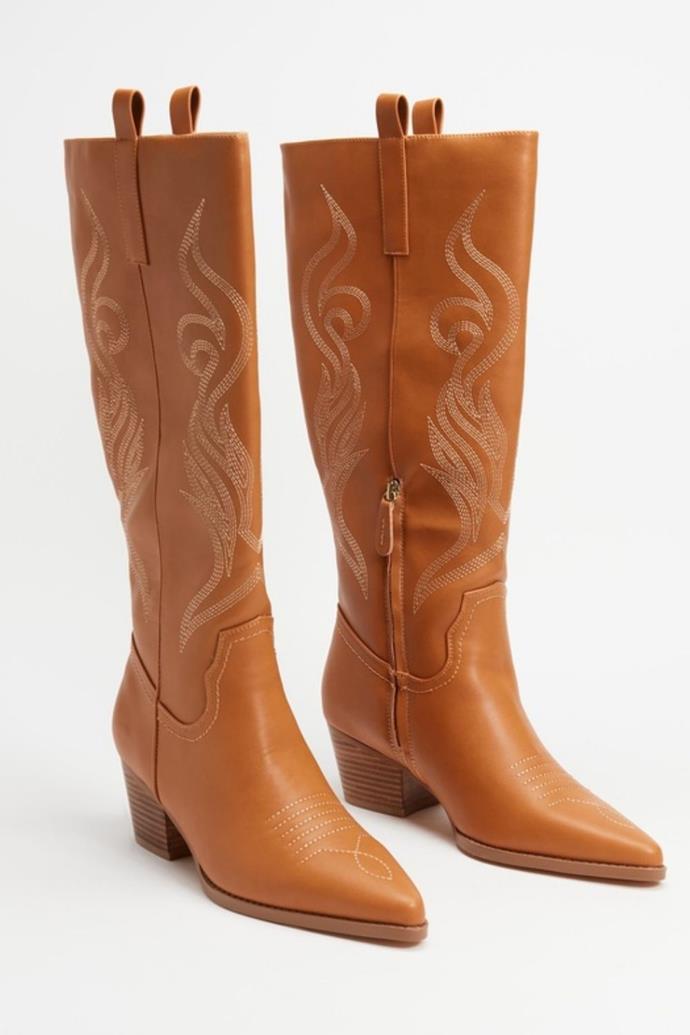 Dazie Mid-Calf Ankle Boots, $119.99 at [THE ICONIC](https://www.theiconic.com.au/mid-calf-cowgirl-boots-1447198.html|target="_blank"|rel="nofollow")
