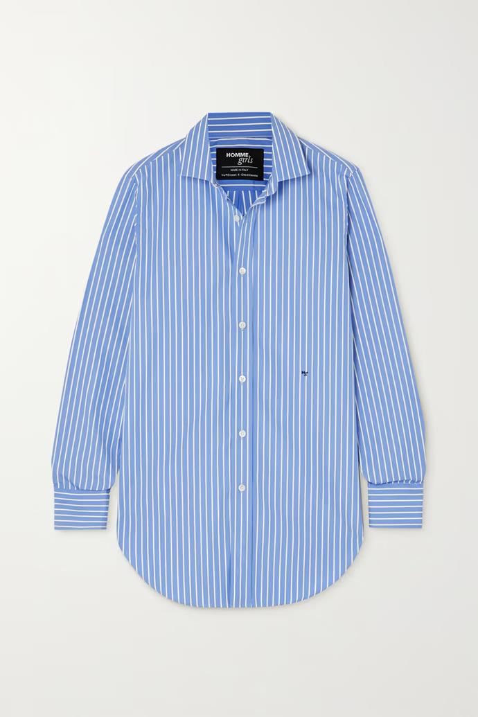 **HOMMEGIRLS Striped cotton-poplin shirt**, $346.85 at [NET-A-PORTER](https://www.net-a-porter.com/en-au/shop/product/hommegirls/lingerie/tops/striped-cotton-poplin-shirt/9649229528822178|target="_blank"|rel="nofollow")