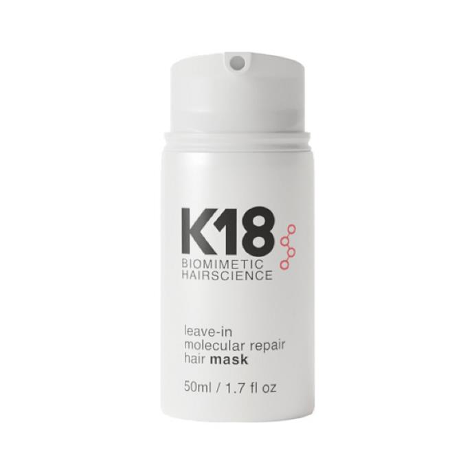 Leave-In Molecular Repair Mask by K18, $94.50 at [Adore Beauty](https://www.adorebeauty.com.au/k18/k18-leave-in-molecular-repair-mask-50ml.html|target="_blank"|rel="nofollow").