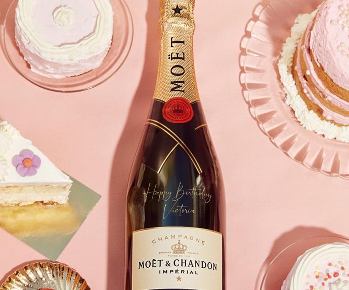 **Who:**Moët & Chandon.
<br><br>
**What:** A champagne gifting service. 
<br><br>
**Where:** Hand delivered to your doorstep by a white-gloved champagne concierge. Available to order on the Moët & Chandon website [here](https://shop-au.moet.com/|target="_blank"|rel="nofollow").  
<br><br>
**Why:** Become a brut bestie with Moët & Chandon's newly launched champagne gifting service. Complete with a hand-delivered personalised bottle of champagne, glassware, birthday cake and balloons, your next birthday celebration will be giving new meaning to the phrase champagne showers.