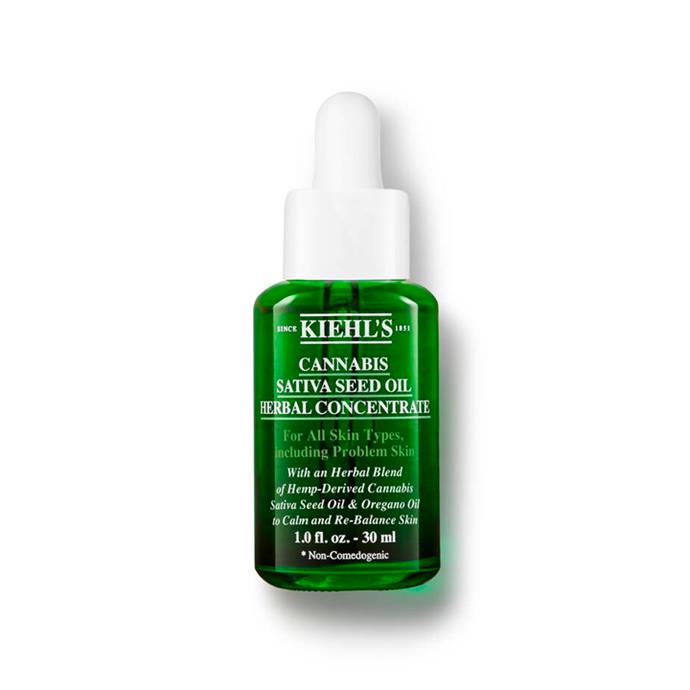 **Cannabis Sativa Seed Oil Herbal Concentrate by Kiehl's**
<br><br>
One of the first brands to jump on the bandwagon, Kiehl's hemp seed oil concentrate has quickly become a cult-favourite in the skincare community. Not only does it come in a vibrant emerald bottle, but the formula is also packed with oregano oil to help purify the skin and eliminate bacteria.
<br><br>
*Cannabis Sativa Seed Oil Herbal Concentrate by Kiehl's, $79 at [Kiehl's](https://www.kiehls.com.au/skincare/serums/cannabis-sativa-seed-oil-herbal-concentrate/WW0077KIE.html|target="_blank"|rel="nofollow").*