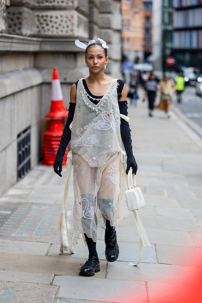 Outside Simone Rocha at London Fashion Week SS23