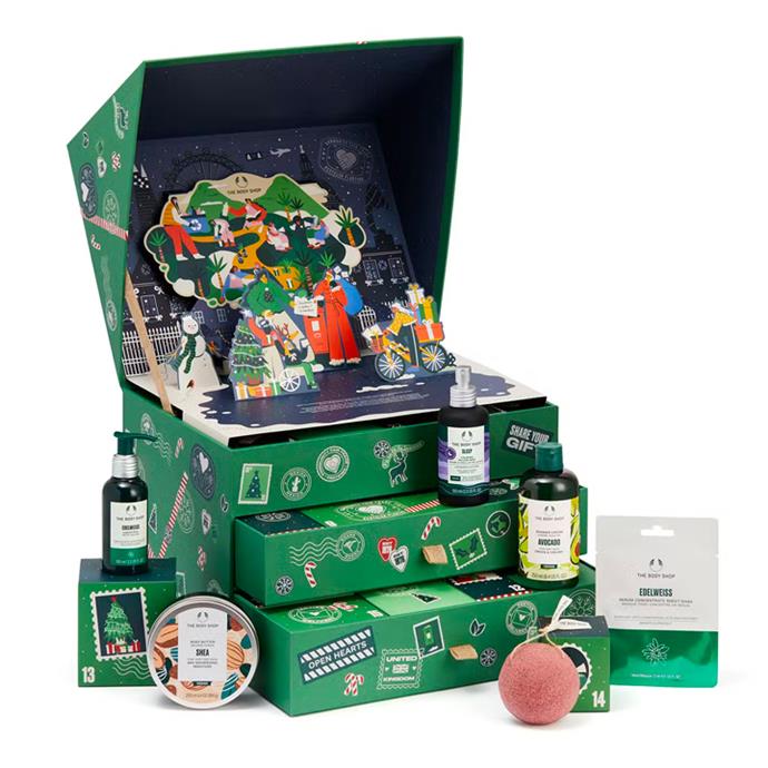 **The Body Shop Box of Wishes & Wonders Big Advent Calendar, $180 from The Body Shop**
<br><br>
If you're ready to get your hands on an advent calendar ASAP, then head to The Body Shop. Their 25-piece offering is packed full of the brand's best-selling products, plus some new additions and beauty tools. Think: sheet masks, body butters, body scrubs and more. Offering three advent calendars, you can get your hands on the Box of Wishes ($120), Box of Wonders ($180) and Box of Wishes & Wonders ($260). Made with Community Fair Trade recycled plastic, the reusable box itself supports waste pickers of Bengaluru, India. 
<br><br>
*Shop [here](https://www.thebodyshop.com/en-au/gift/beauty-advent-calendars/box-of-wishes-wonders-ultimate-advent-calendar/p/p129020|target="_blank"|rel="nofollow").*