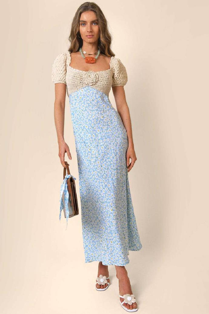 **SARDINIA Crochet Trim Midi Dress**, approx. $495 at **[RIXO](https://rixo.co.uk/collections/dresses/products/sardinia-blue-daisy-chain|target="_blank"|rel="nofollow")**