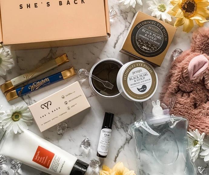 Practice some self-love and [self-care](https://ellaau.com/beauty/best-vitamin-c-serums-13085|target="_blank"|rel="nofollow") every month with a box full of goodies for when your period comes, rather than wallowing in bed. You'll never worry about running out of pads or tampons again.
<br>
<Br>
*Beauty Box, $35 per month from Cratejoy. [Shop it here.](https://www.cratejoy.com/subscription-box/shes-back-nz/?pt=search&gs=PERIOD%20box&cn=4&pn=1&ft=&sn=main|target="_blank"|rel="nofollow")*