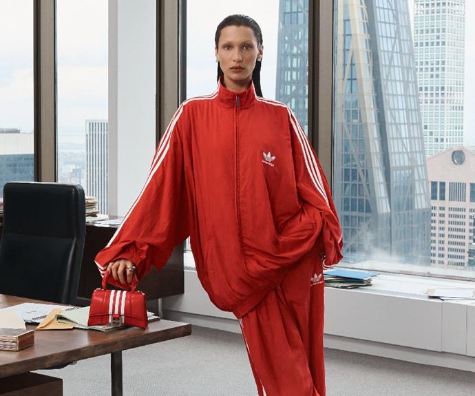 **Who:** Balenciaga and Adidas
<br><br>
**What:** The highly-anticipated athleisure-adjacent collection combining elements of sportswear with high fashion. 
<br><br>
**Where:** Regardless if you're at a summer festival like [Rihanna](https://ellaau.com/fashion/rihanna-postpartum-fashion-27313|target="_blank") or the CEO like Bella Hadid, this fierce collection is suitable for everyone, everywhere (if you can even manage to get your hands on it, of course). Available to shop online [here](https://www.balenciaga.com/en-au/adidas/view-all|target="_blank"|rel="nofollow"). 
<br><br>
**Why:** It's the three stripes unlike you've seen them before. While this collection is looking a little different in this bored-room campaign setting, Demna tells us the idea behind the shoot was to have models acting out typified office behaviours like boredom, than on the kink-inspired [Resort 23 runway](https://ellaau.com/fashion/balenciaga-resort-2023-27098|target="_blank"), the collections is proving to be one of the hottest fashion collabs of all time. Complete your Balenciaga x Adidas 'suit' with Adidas' sambas and Balenciaga's swift oval sunglasses—both which made it in Lyst's hottest product list for [Q3](https://www.lyst.com/data/the-lyst-index/q322/|target="_blank"|rel="nofollow").  