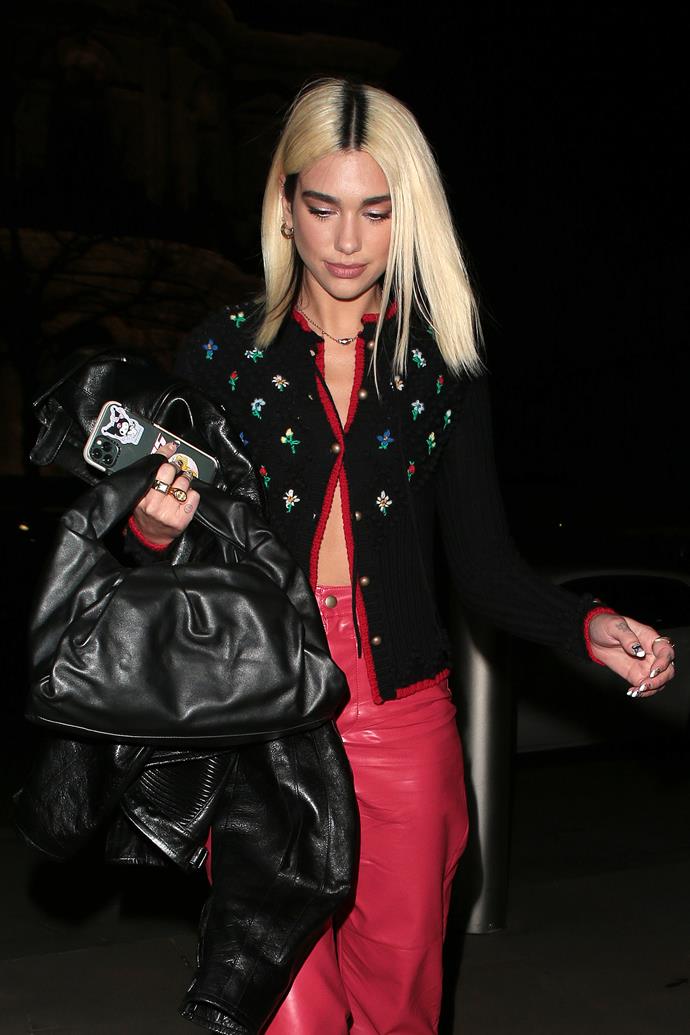 Come March 2020, Dua was still rolling with the two-tone look, with her darker roots on full display. Whoever said regrowth wasn't chic definitely hasn't seen the singers' take on it.