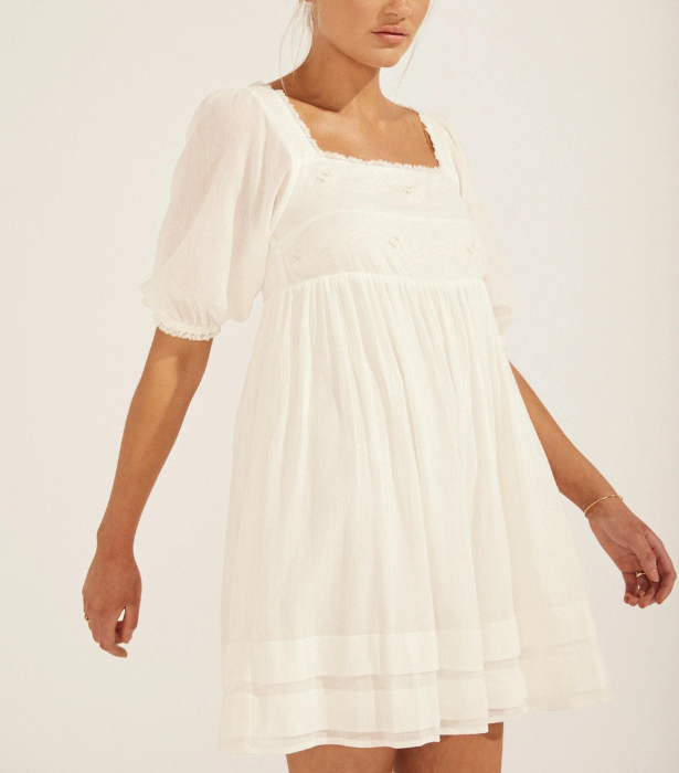 Joan Mini Dress, $199 at [Auguste](https://au.augustethelabel.com/products/joan-mini-dress-off-white|target="_blank"|rel="nofollow") <br>
[SHOP NOW](https://au.augustethelabel.com/products/joan-mini-dress-off-white|target="_blank"|rel="nofollow")