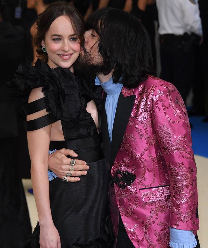 Alessandro Michele and Dakota Johnson at the 2017 'Rei Kawakubo/Comme des Garcons: Art Of The In-Between' Met Gala.