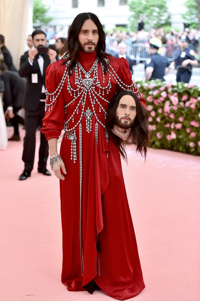 Jared Leto (and Jared Leto) wearing Gucci at the 2019 'Camp: Notes On Fashion' Met Gala.